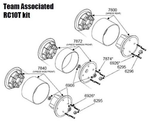 Team Associated RC10T 3-Piece Wheels