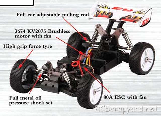 FS Racing E9 - 1:8 Borstelloze Buggy Chassis