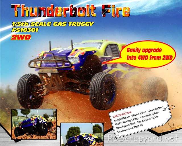 FS Racing Thunderbolt Fire 2WD - 1:5 Nitro Truggy