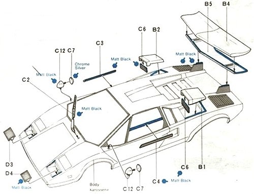 Tamiya Lamborghini Countach LP500S #58005 bodyshell