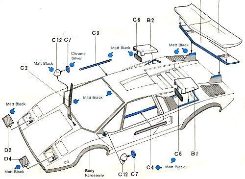 Tamiya Lamborghini Countach LP500S (CS) #58008 Body Shell