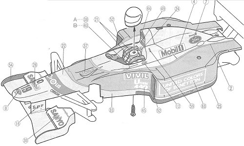 Tamiya Benetton-B192 #58118 F102 Bodyshell