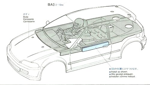 Tamiya JACCS Honda Civic #58133 FF01 Body Shell