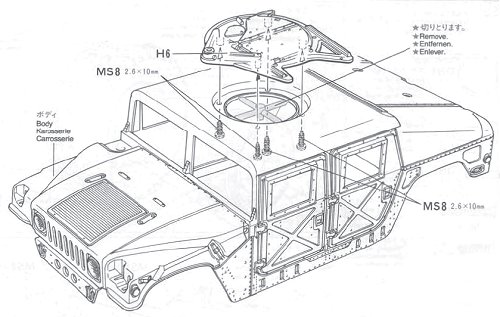 Tamiya M1025 Hummer #58154 TA01 Body Shell