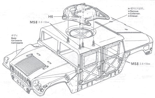 Tamiya M1025 Hummer #58154 TA01 bodyshell