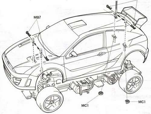 Tamiya Ford Focus WRC #58241 TL-01 Bodyshell