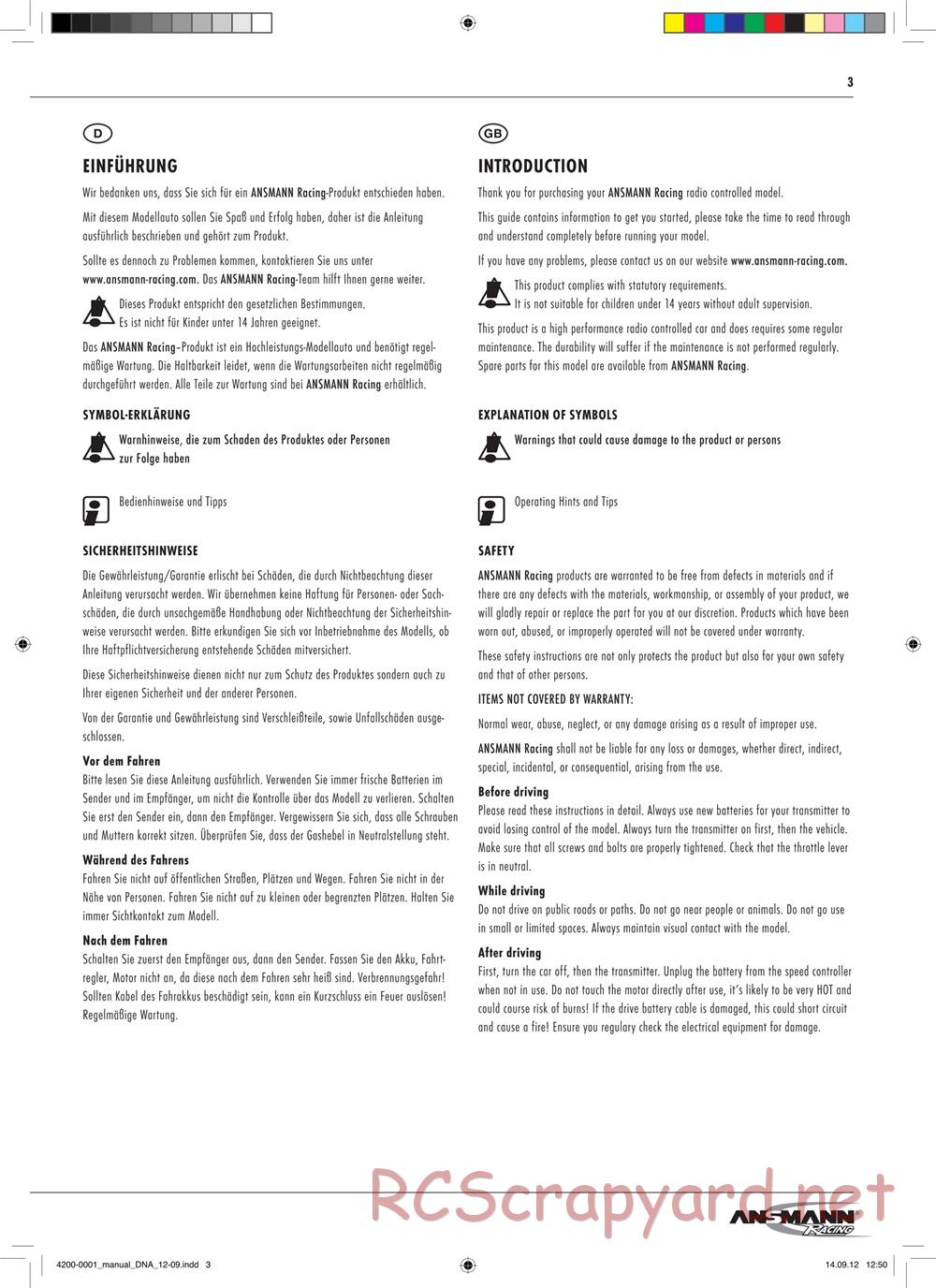 Ansmann - DNA RTR - Manual - Page 3