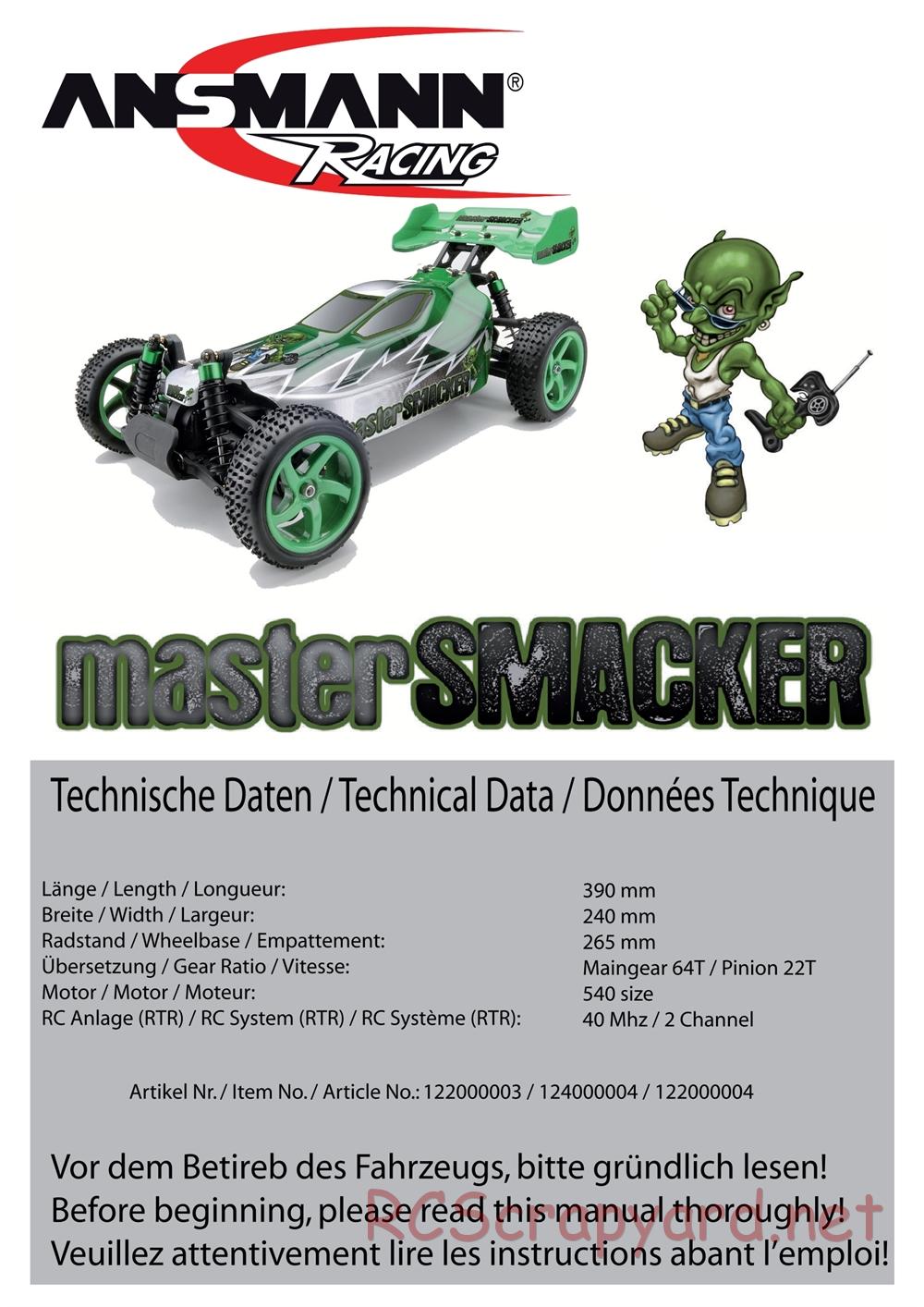 Ansmann - Master Smacker - Manual - Page 1