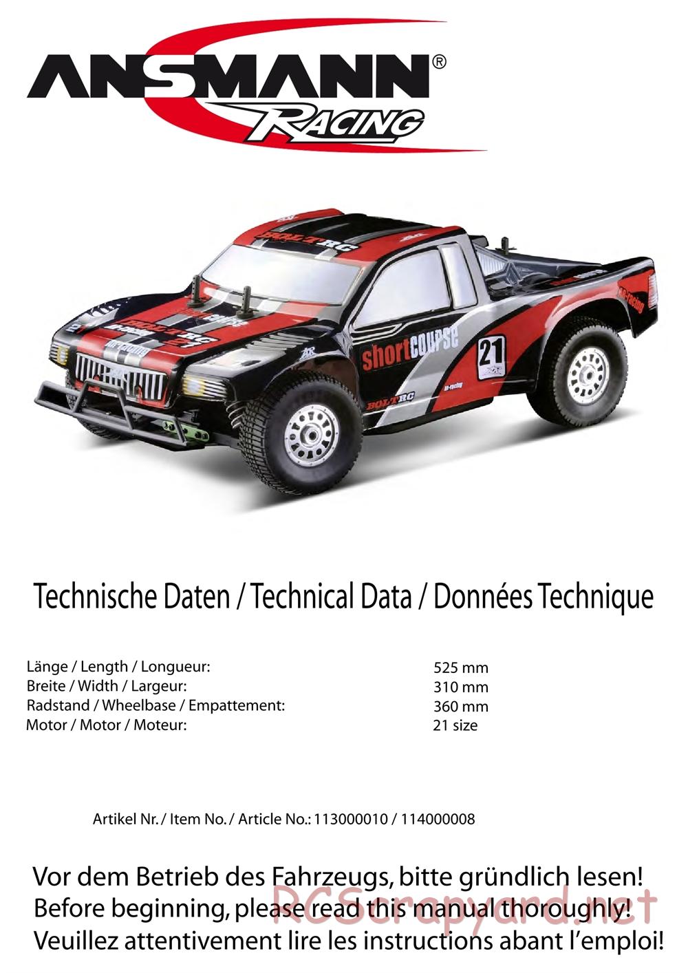 Ansmann - Short Course Truck - Manual - Page 1