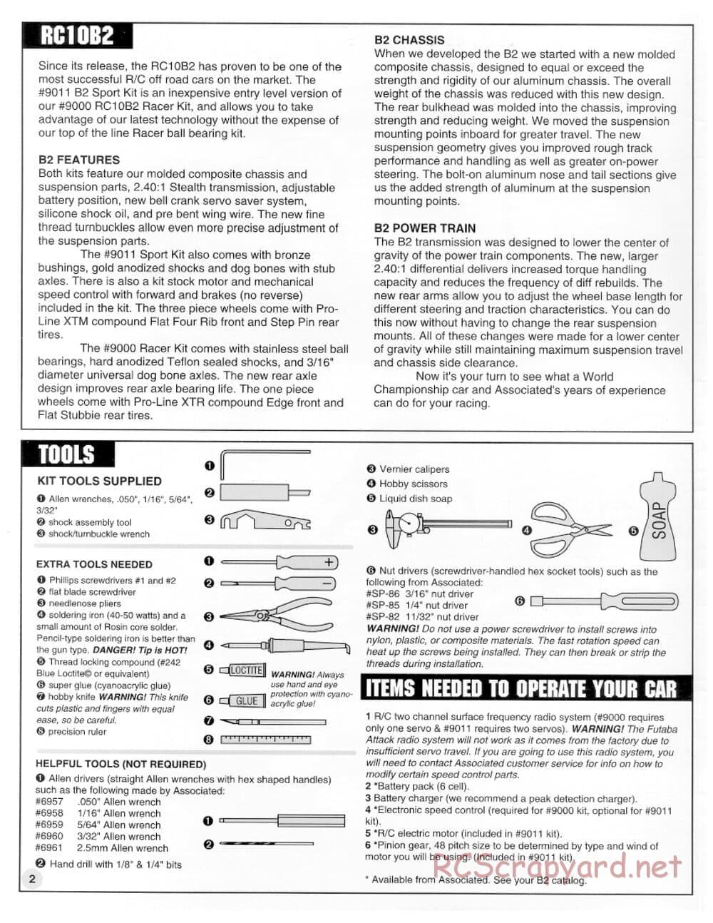 Team Associated - RC10 B2 - Manual - Page 2