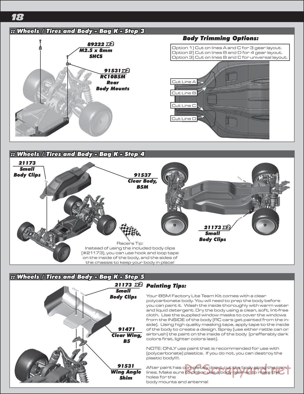 Team Associated - RC10 B5M Factory Lite - Manual - Page 18