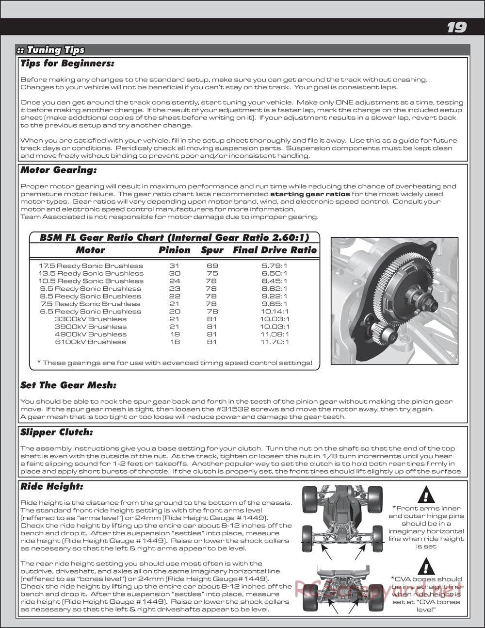 Team Associated - RC10 B5M Factory Lite - Manual - Page 19