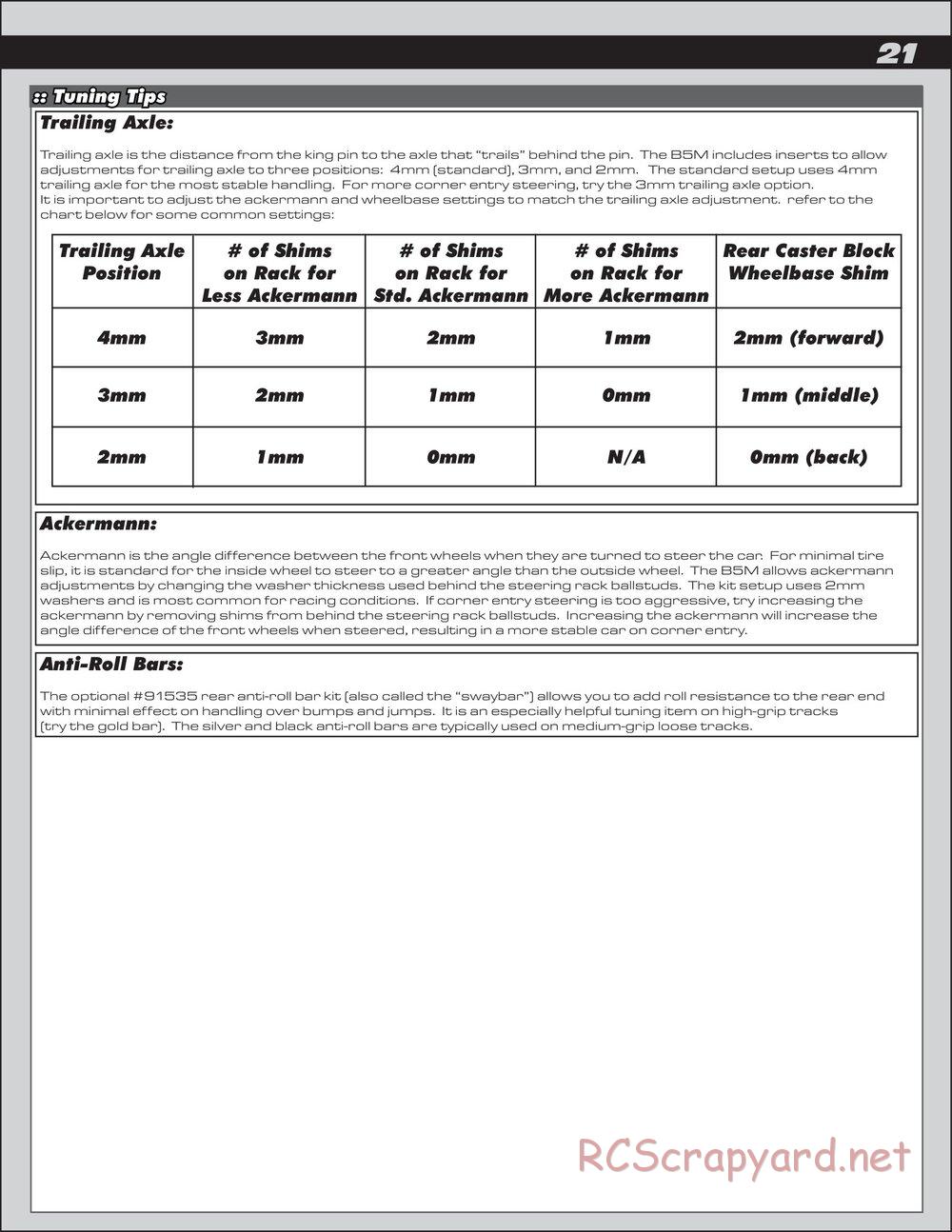 Team Associated - RC10 B5M Factory Lite - Manual - Page 21