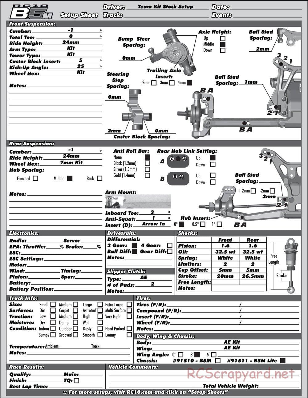 Team Associated - RC10 B5M Factory Lite - Manual - Page 32