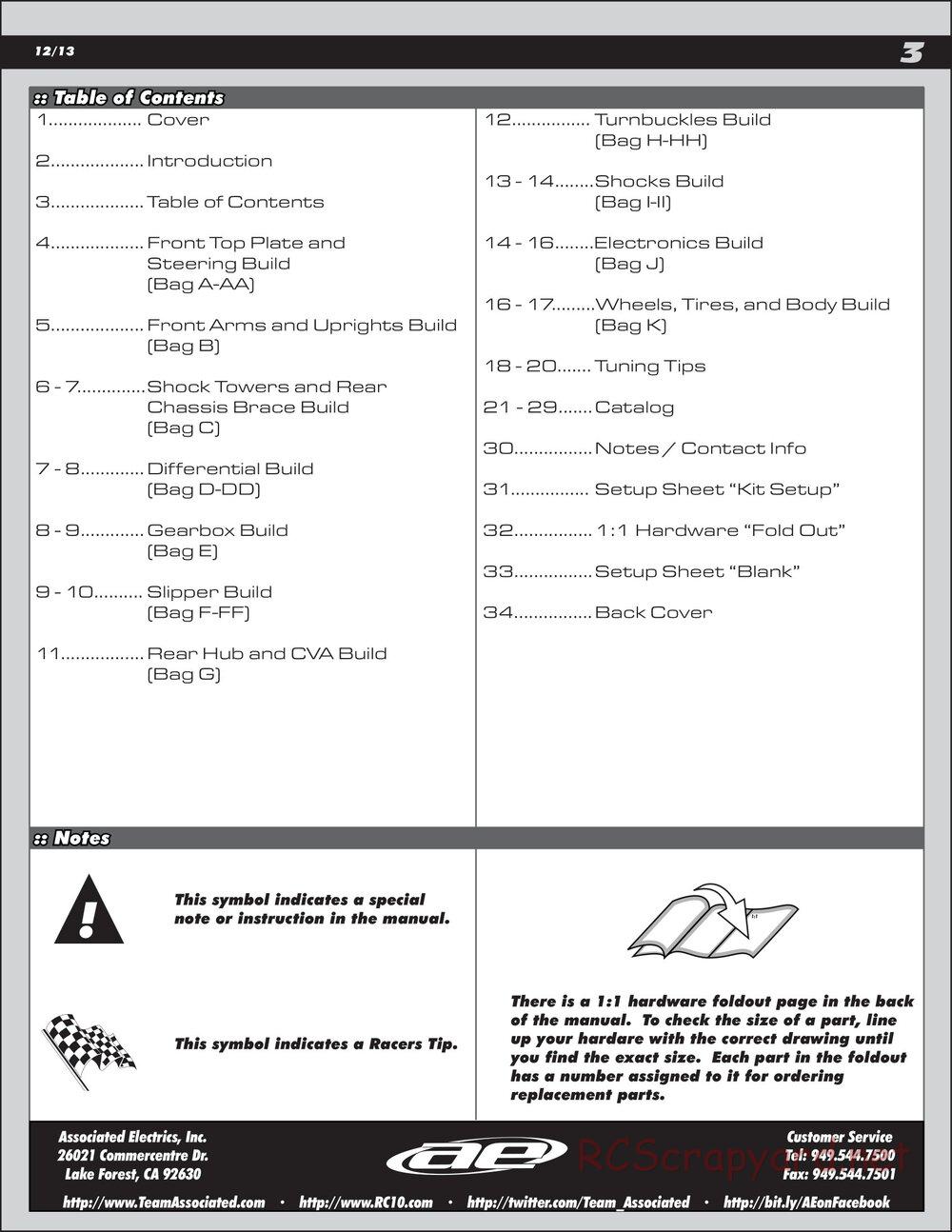 Team Associated - RC10 B5 Team Kit - Manual - Page 3