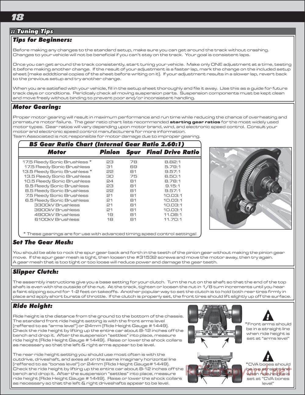 Team Associated - RC10 B5 Team Kit - Manual - Page 18