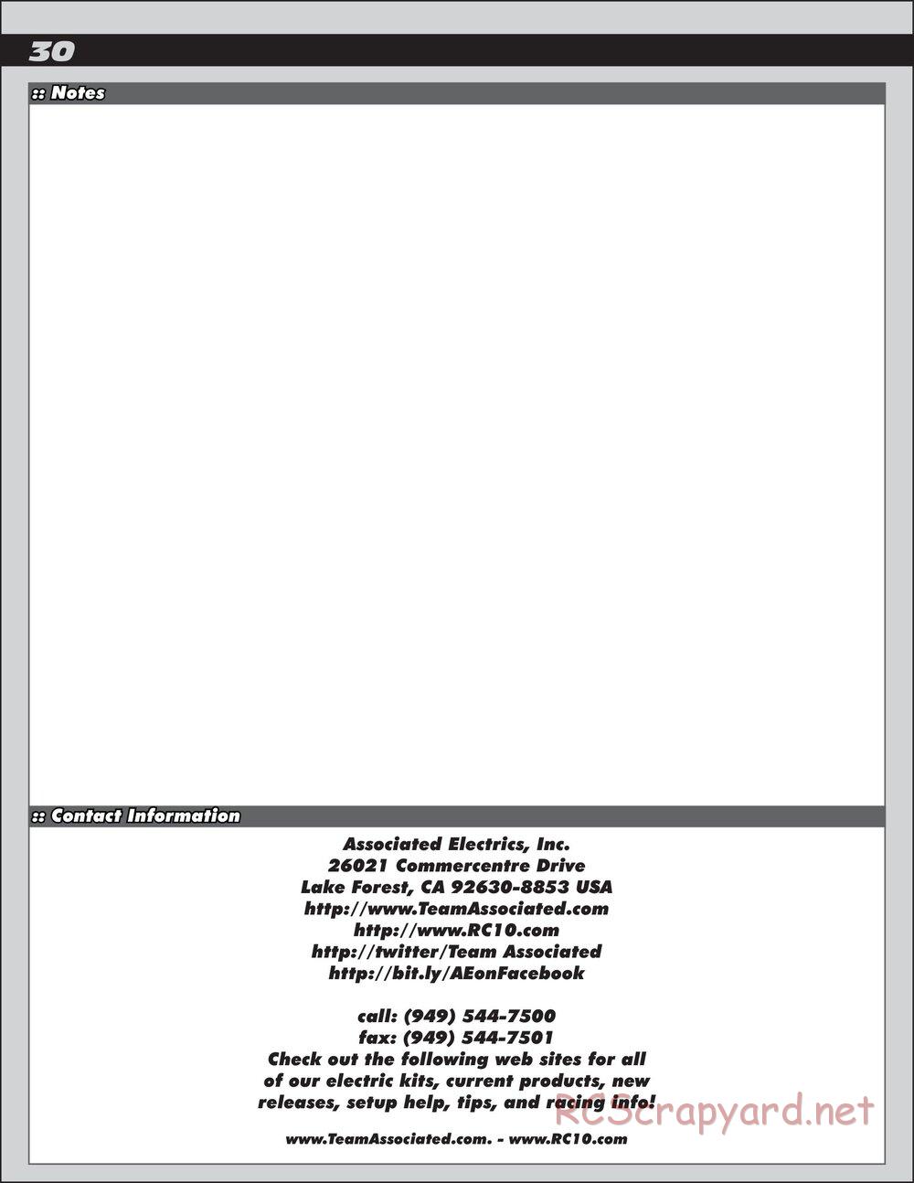 Team Associated - RC10 B5 Team Kit - Manual - Page 30