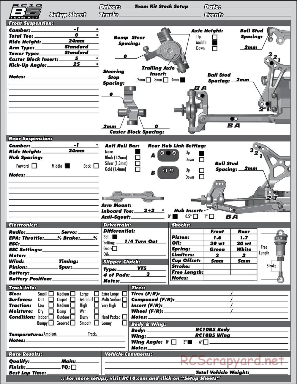 Team Associated - RC10 B5 Team Kit - Manual - Page 31