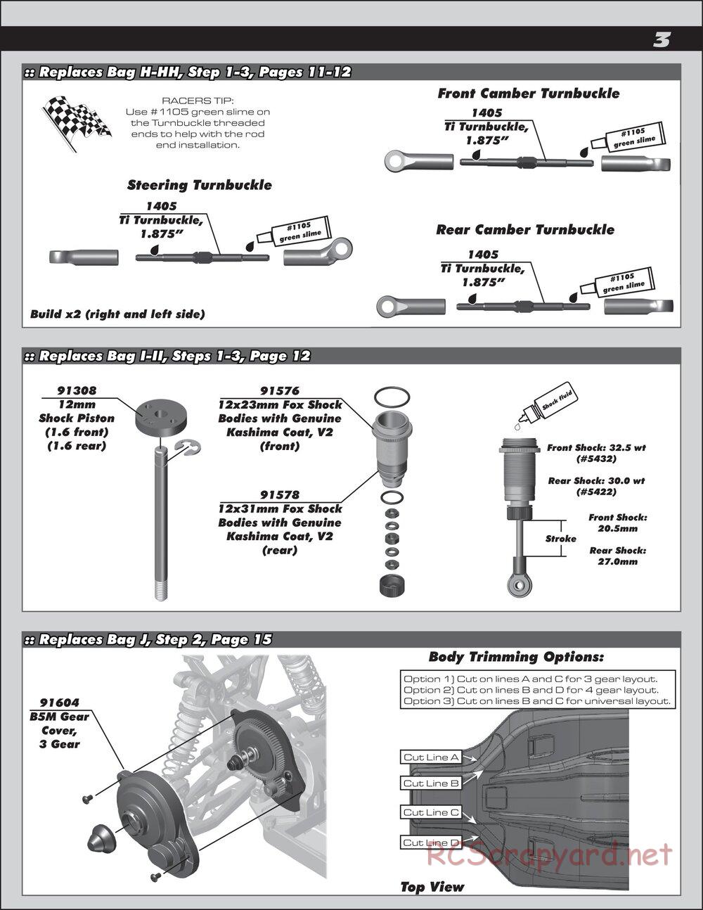 Team Associated - RC10 B5M Champions Edition - Manual Supplement - Page 3