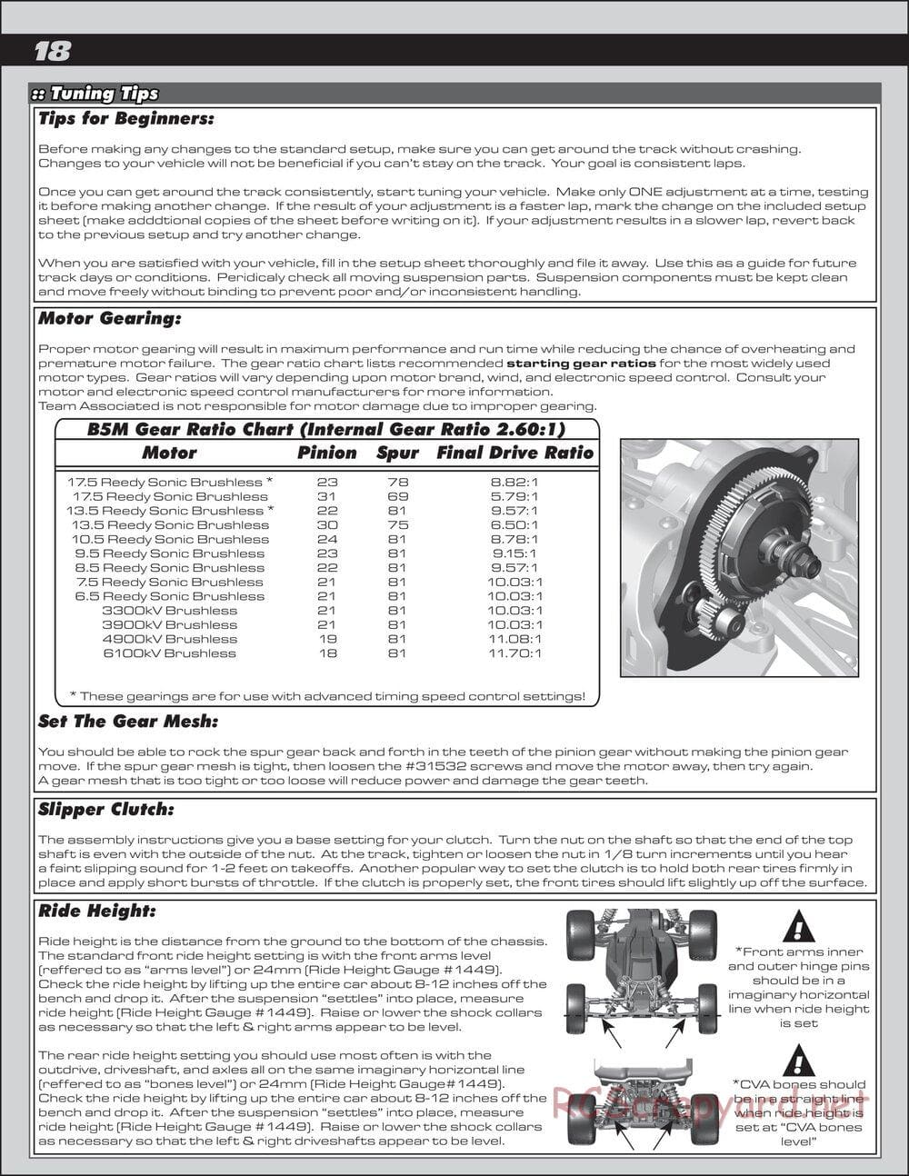 Team Associated - RC10 B5M Team Kit - Manual - Page 18