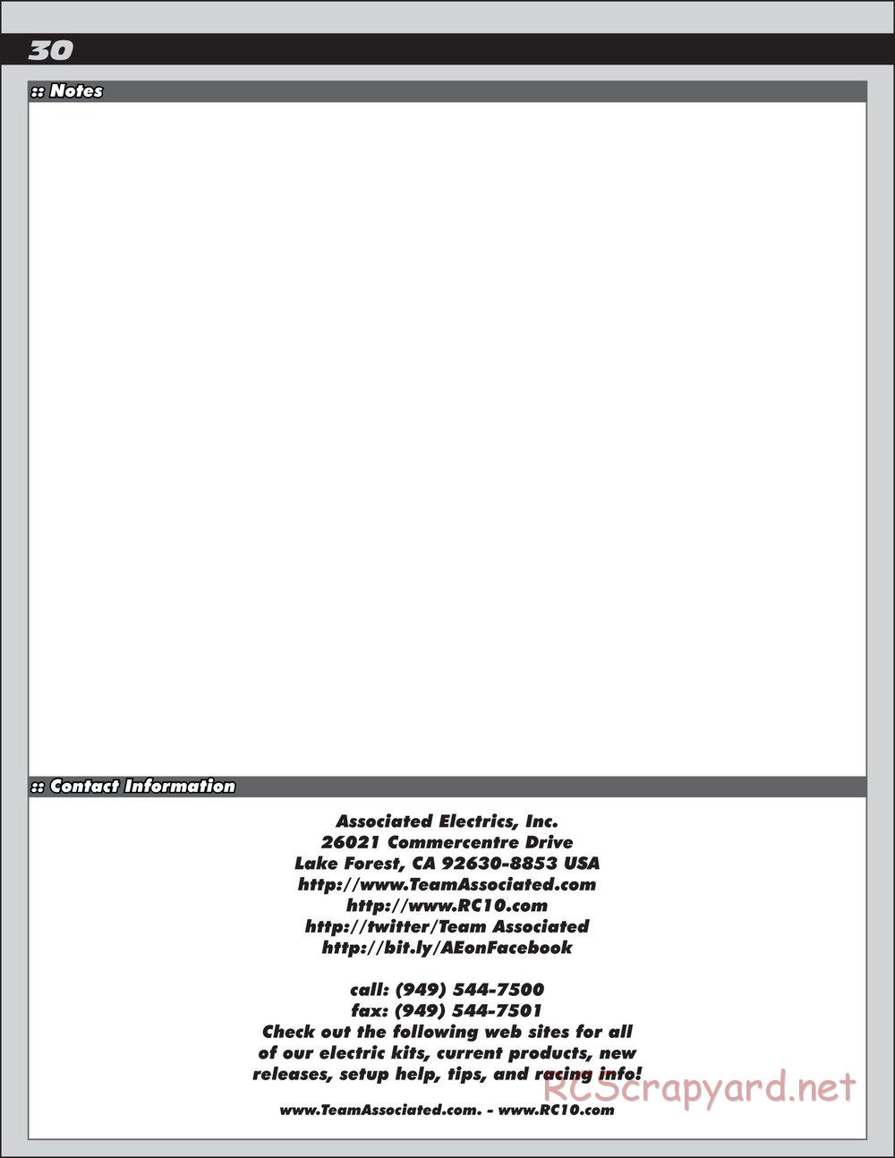 Team Associated - RC10 B5M Team Kit - Manual - Page 30