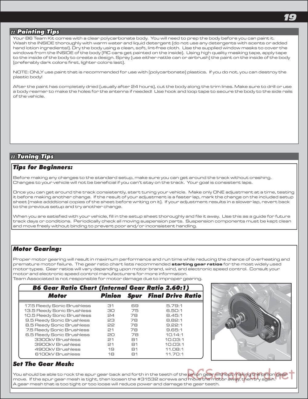 Team Associated - RC10 B6 Team Kit - Manual - Page 19