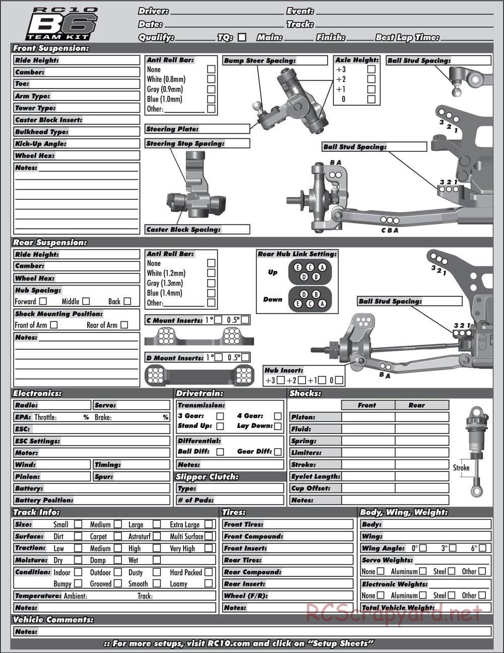 Team Associated - RC10 B6 Team Kit - Manual - Page 33