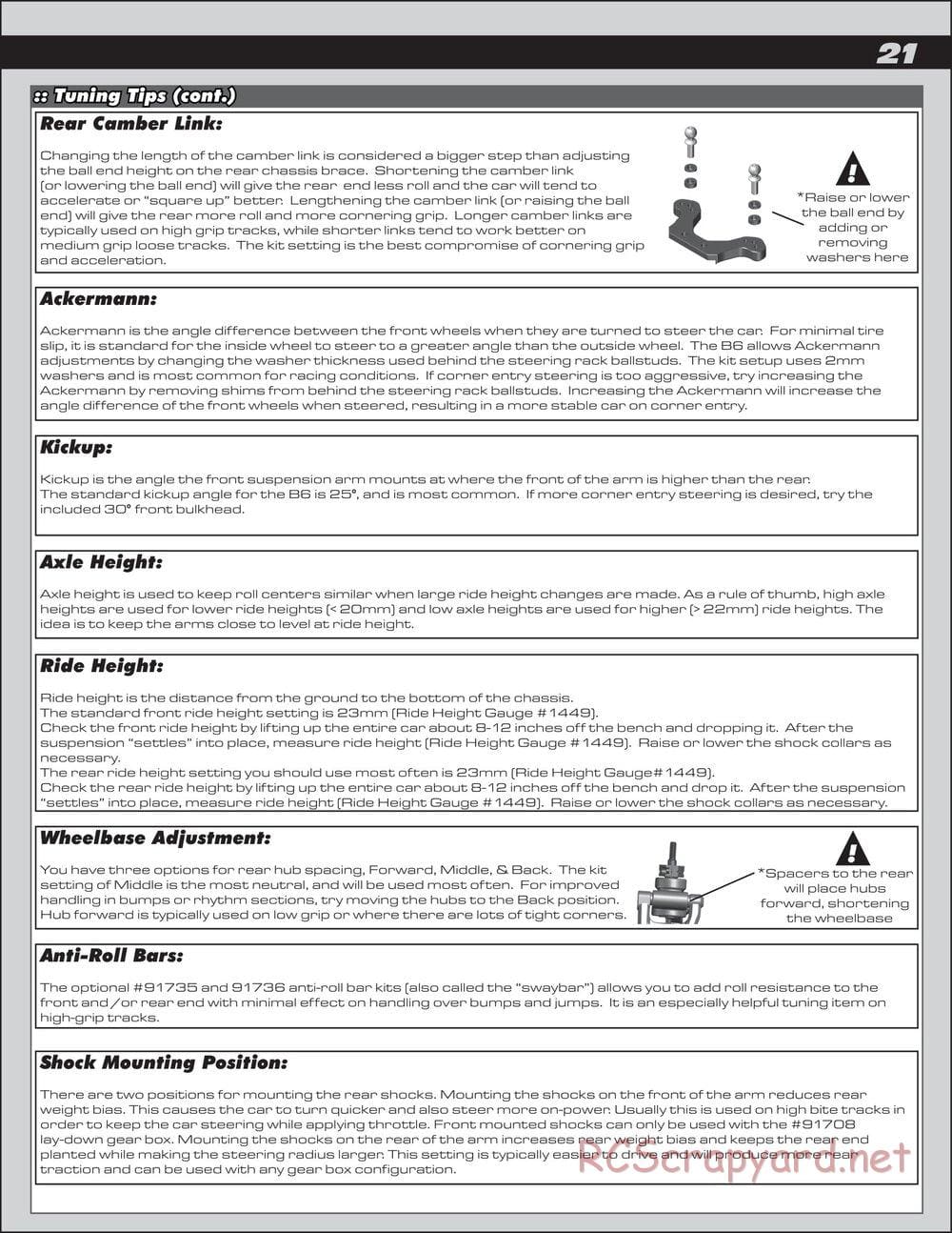 Team Associated - RC10 B6D Team Kit - Manual - Page 21