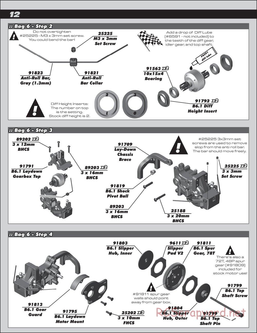 Team Associated - RC10 B6.1 Team Kit - Manual - Page 12