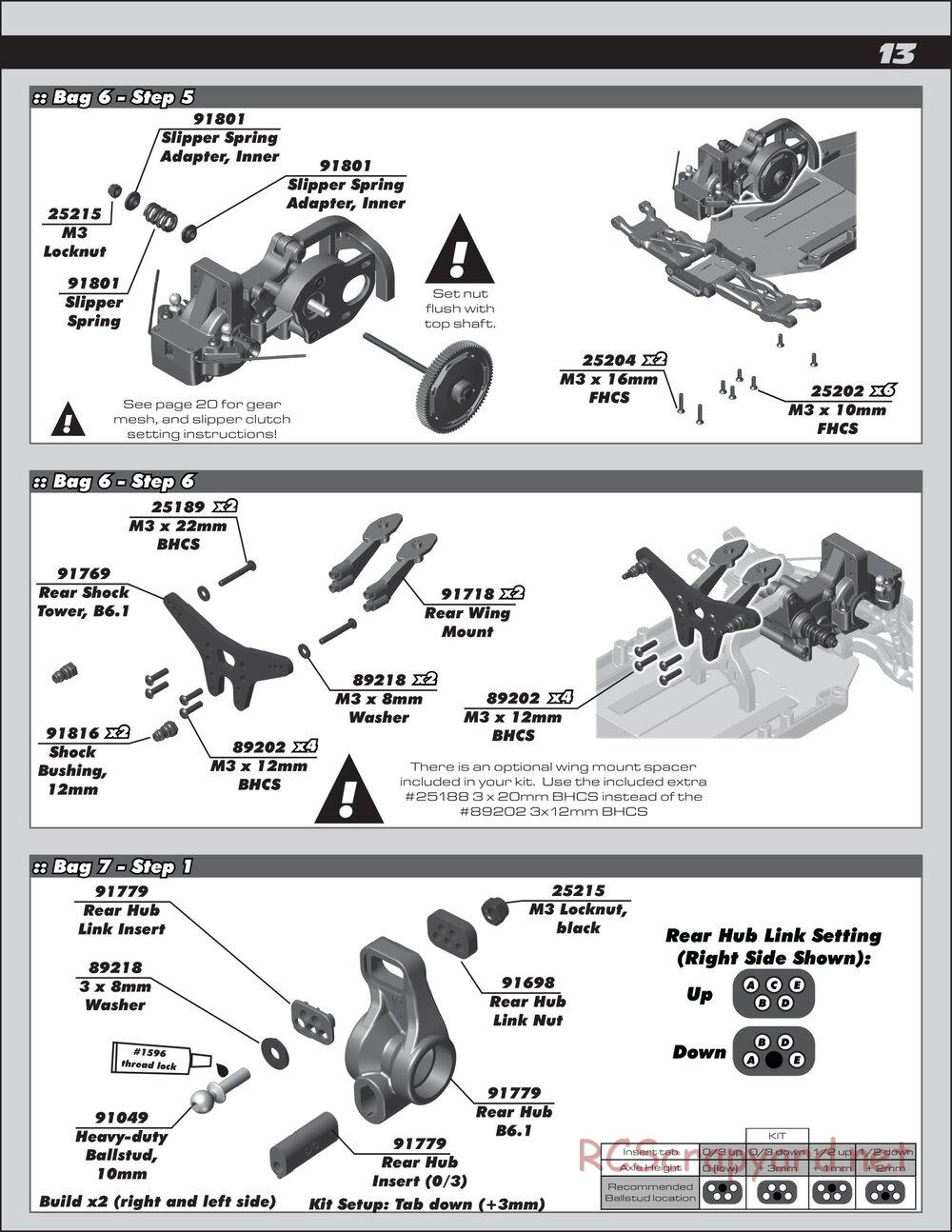Team Associated - RC10 B6.1 Team Kit - Manual - Page 13