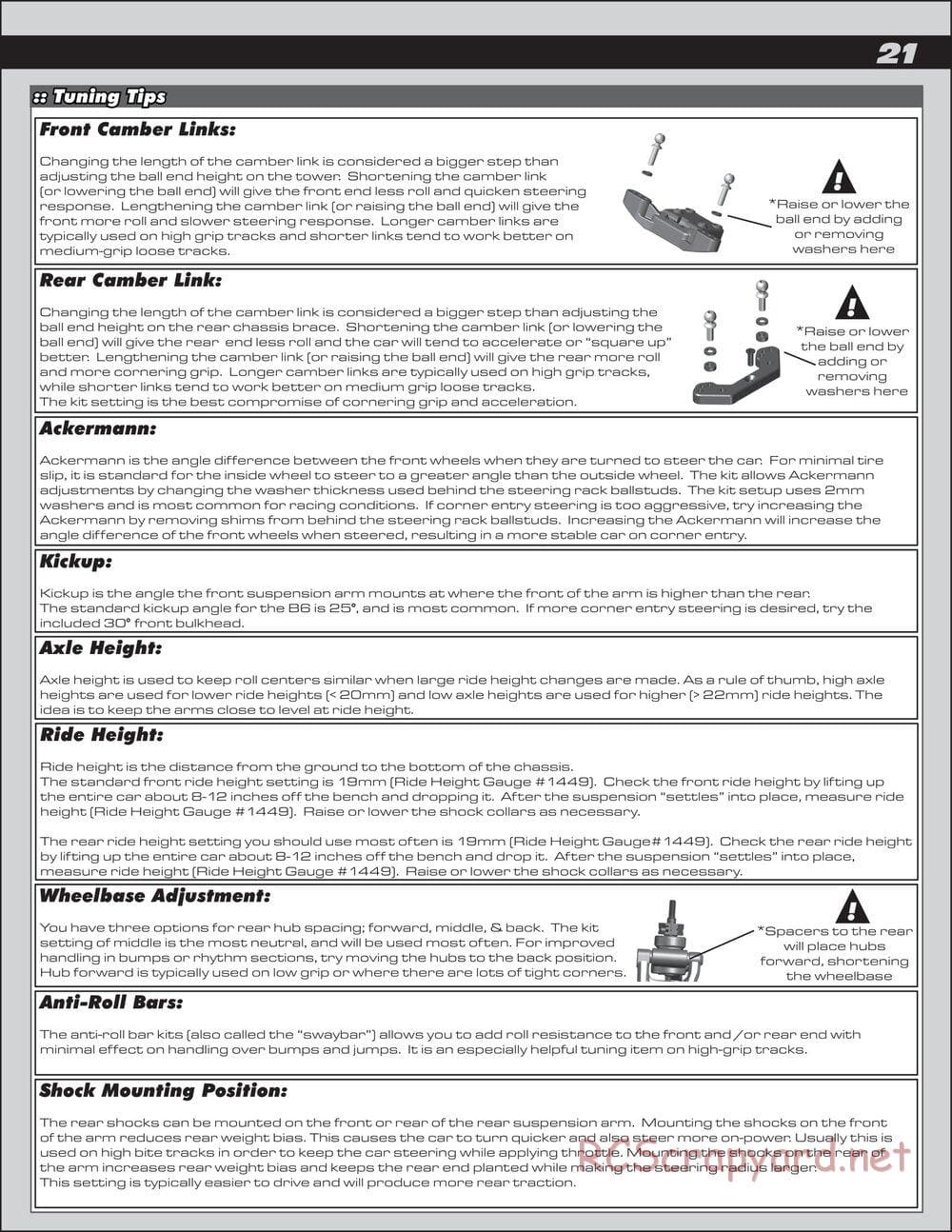 Team Associated - RC10 B6.1D Team Kit - Manual - Page 21