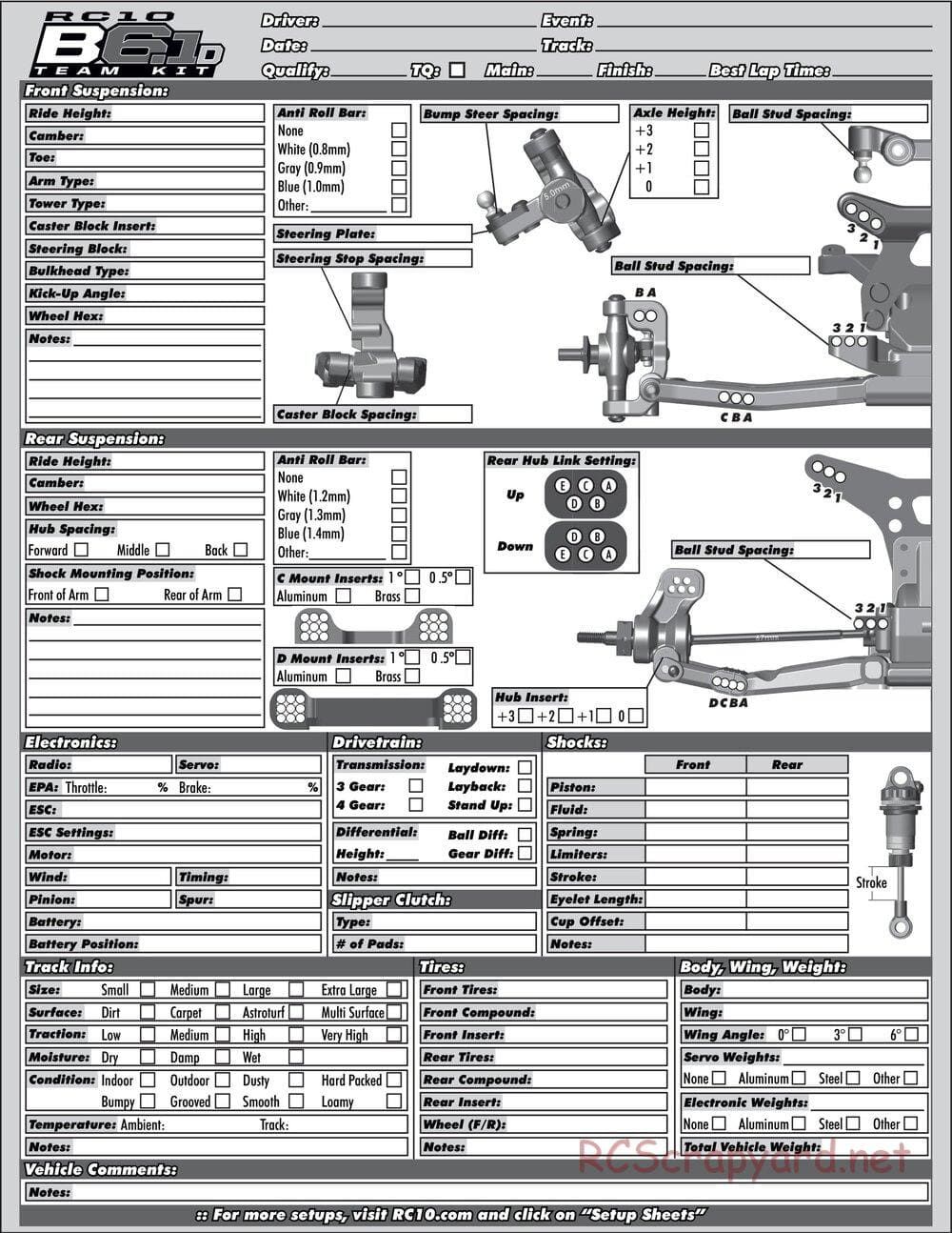 Team Associated - RC10 B6.1D Team Kit - Manual - Page 33