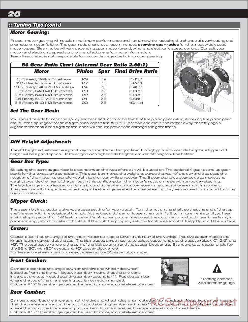 Team Associated - RC10 B6.1DL Team Kit - Manual - Page 20