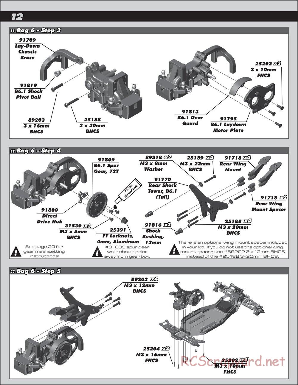 Team Associated - RC10 B6.1 Factory Lite - Manual - Page 12