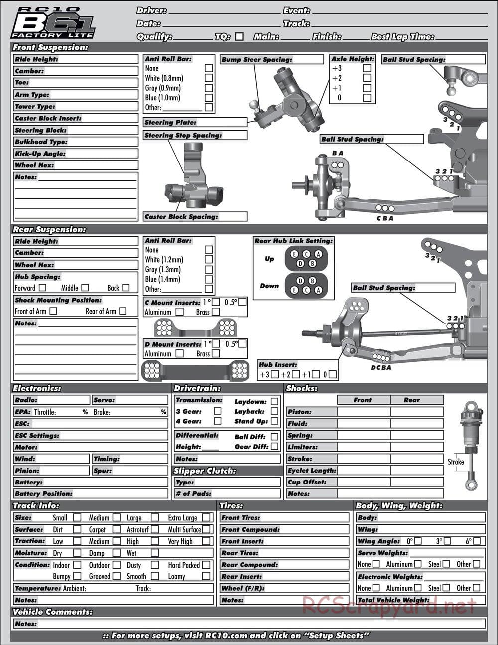 Team Associated - RC10 B6.1 Factory Lite - Manual - Page 33