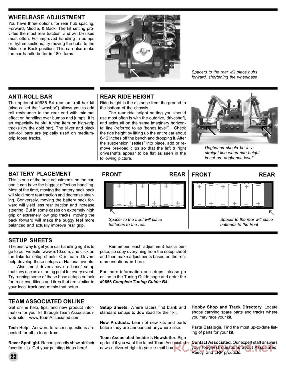 Team Associated - RC10 B4 Factory Team - Manual - Page 20