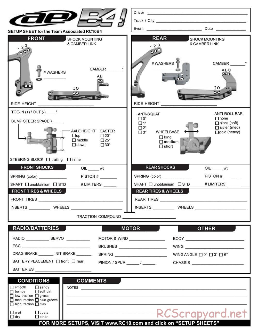 Team Associated - RC10 B4 Factory Team - Manual - Page 21