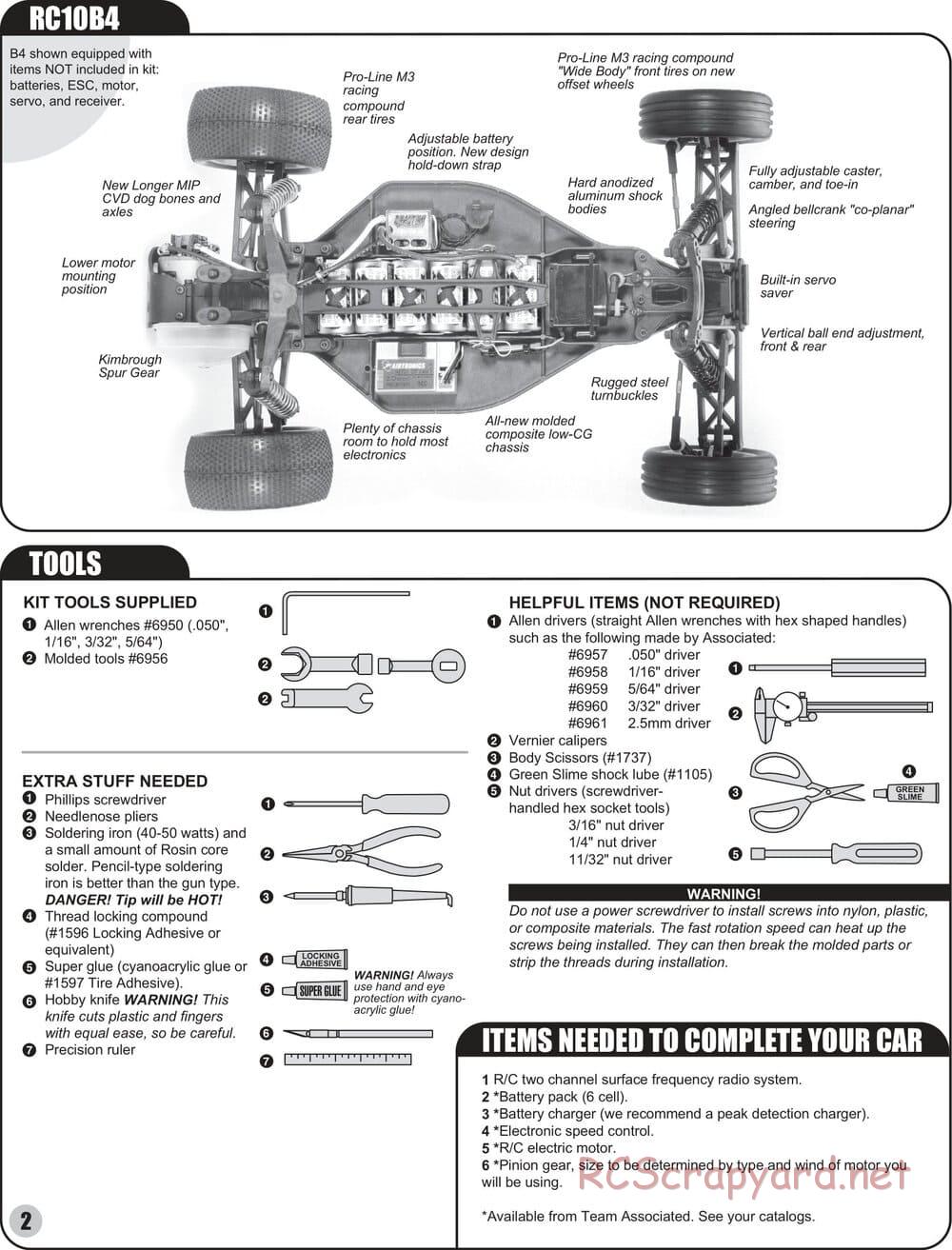 Team Associated - RC10 B4 Team - Manual - Page 2