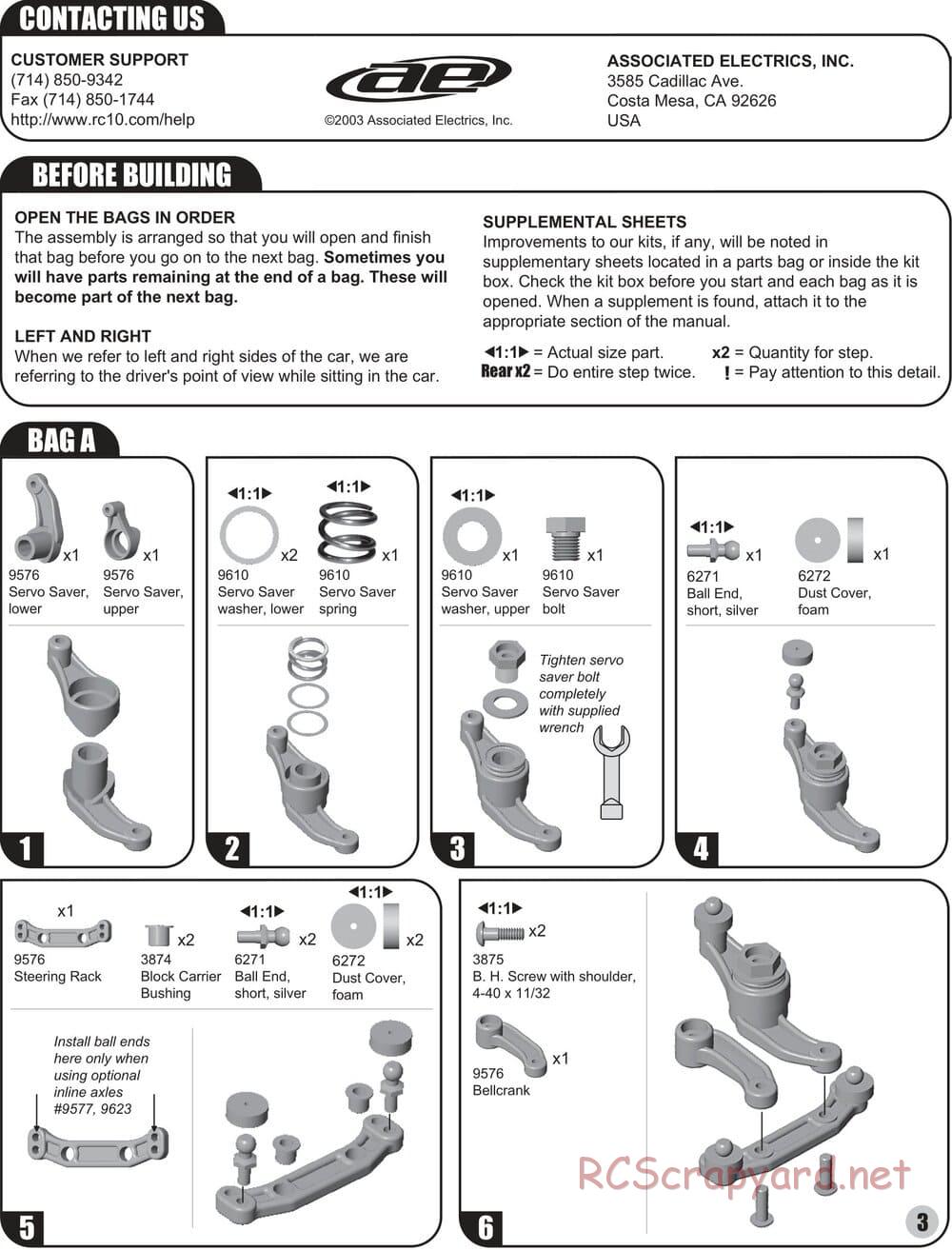 Team Associated - RC10 B4 Team - Manual - Page 3