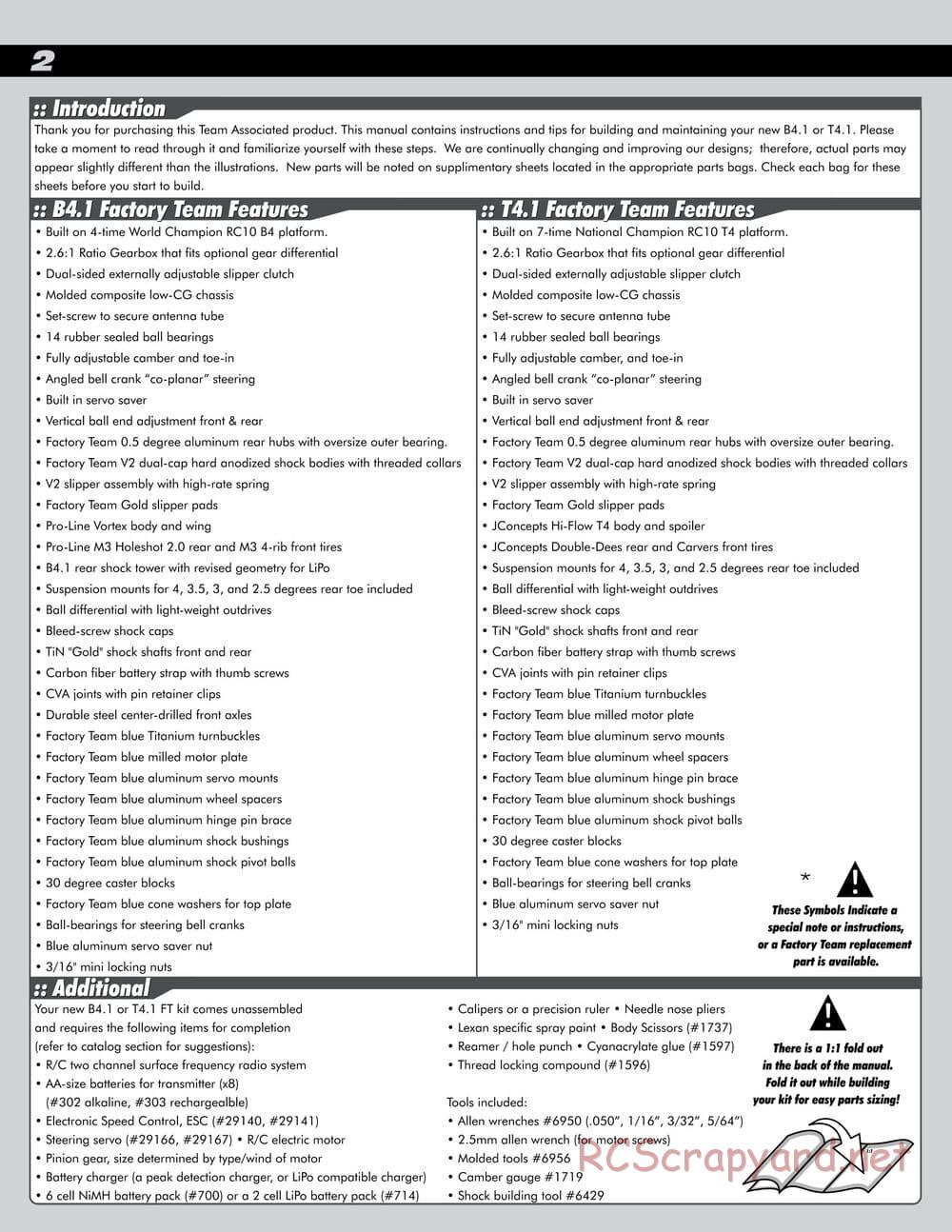 Team Associated - RC10 B4.1 Factory Team - Manual - Page 2