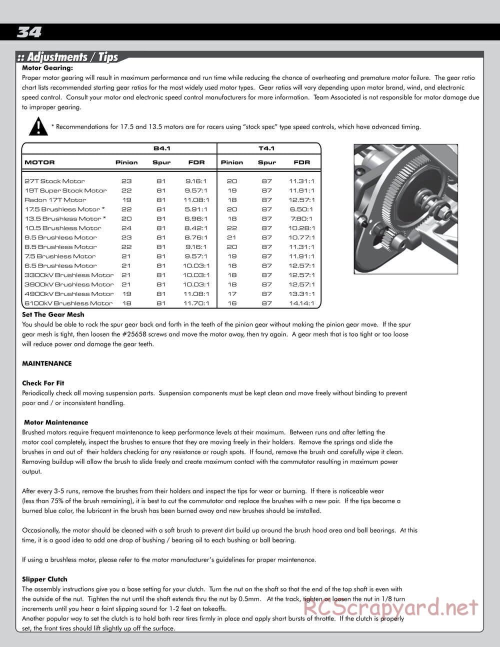 Team Associated - RC10 B4.1 Factory Team - Manual - Page 22