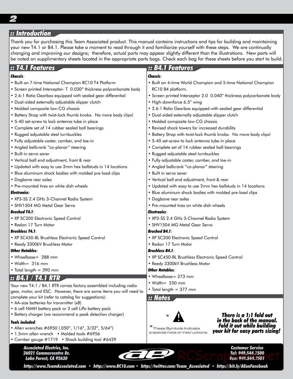 Team Associated - RC10 B4.1 RTR - Manual - Page 2