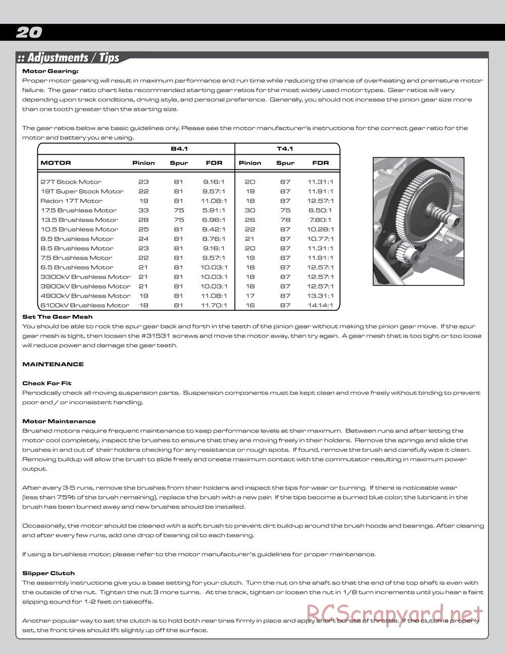 Team Associated - RC10 B4.1 RTR - Manual - Page 20