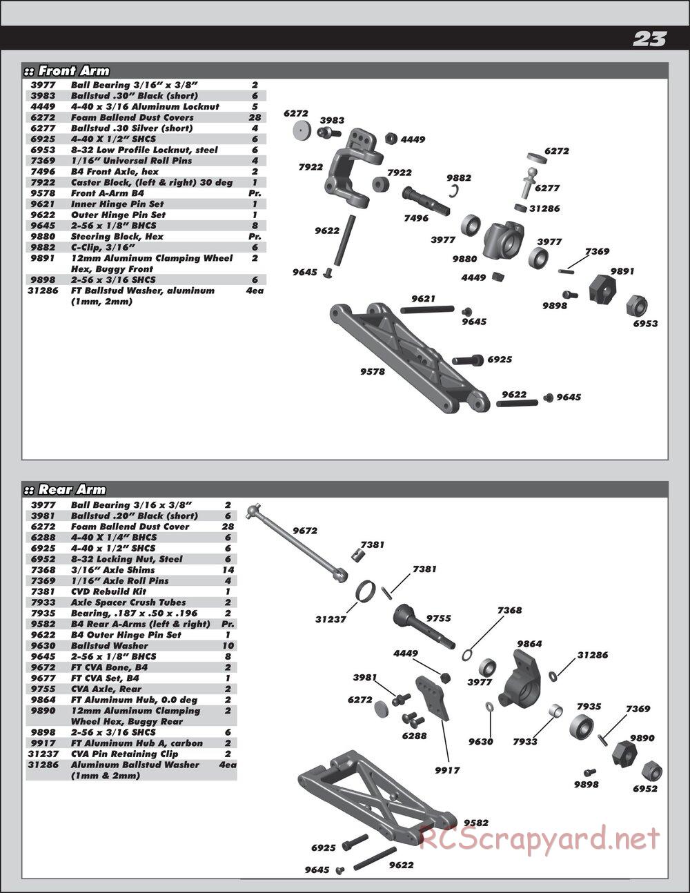 Team Associated - RC10 B4.2 Factory Team - Manual - Page 23
