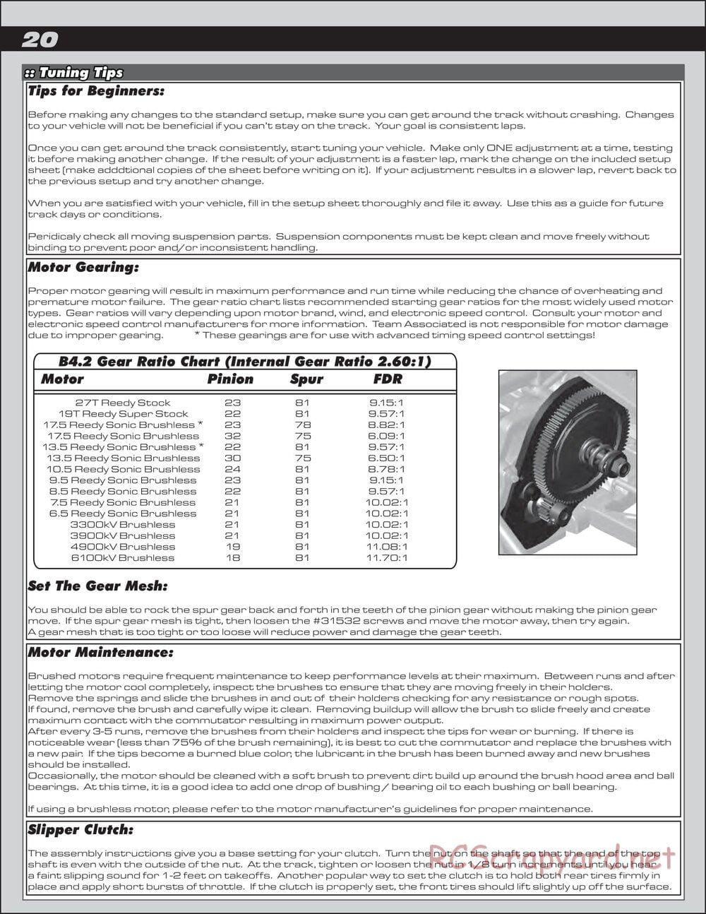Team Associated - RC10 B4.2 RS RTR - Manual - Page 20