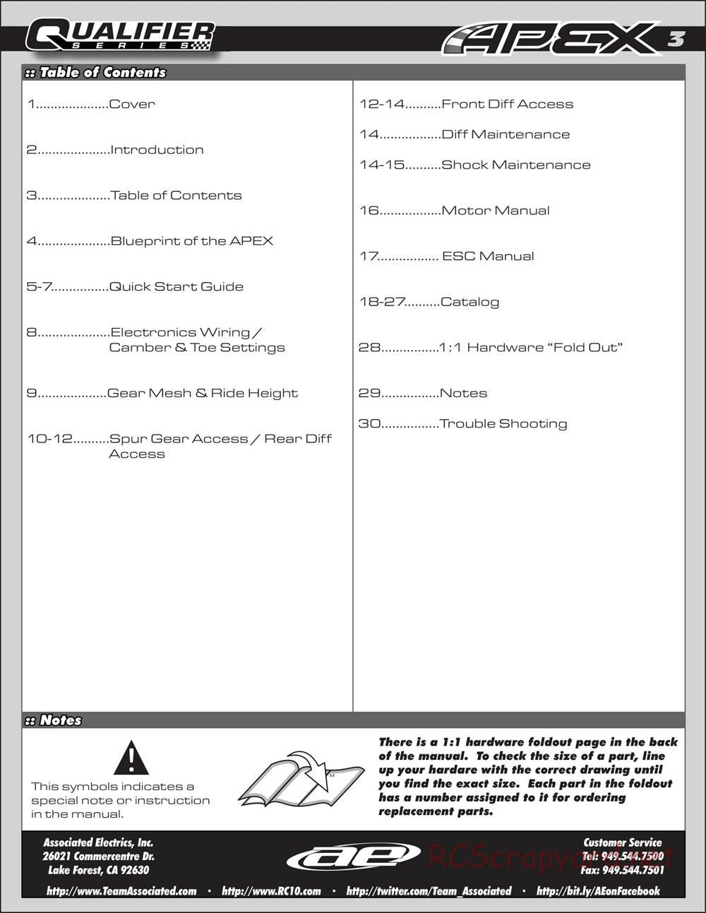 Team Associated - Apex V-Type - Qualifier Series - Manual - Page 3