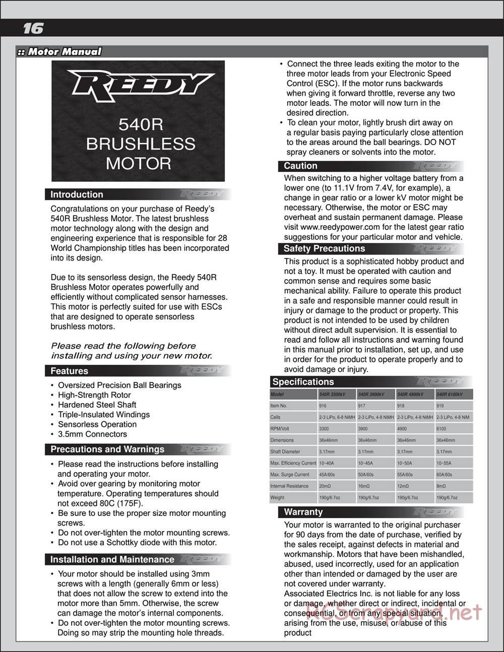 Team Associated - Apex V-Type - Qualifier Series - Manual - Page 16
