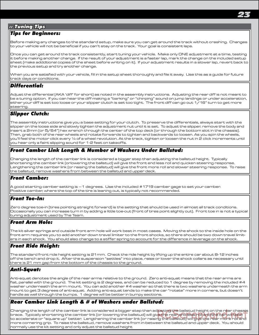 Team Associated - B44.1 Factory Team - Manual - Page 23
