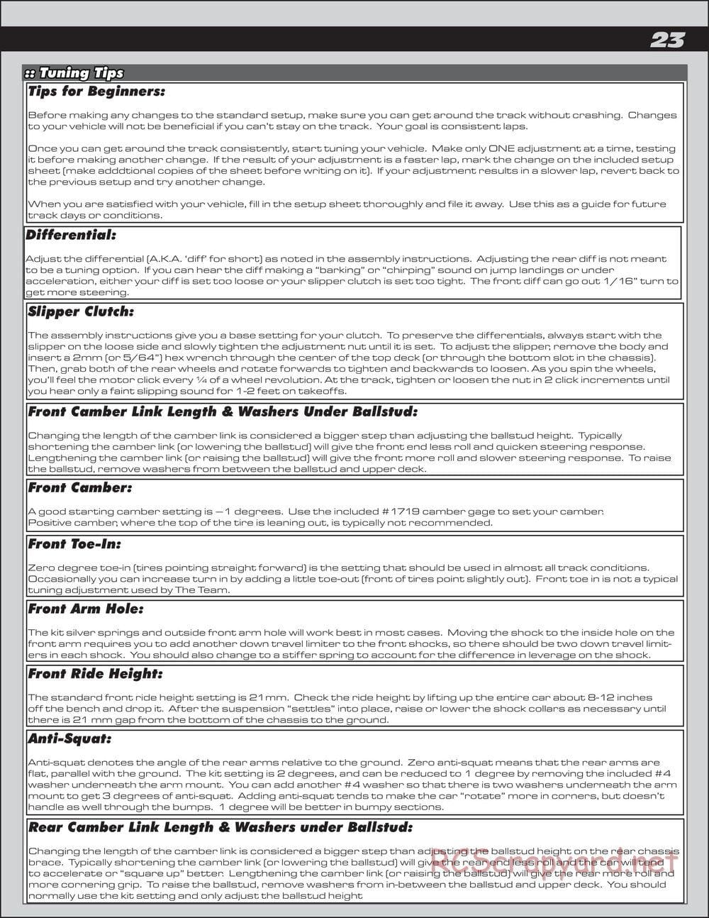 Team Associated - B44.2 Factory Team - Manual - Page 23