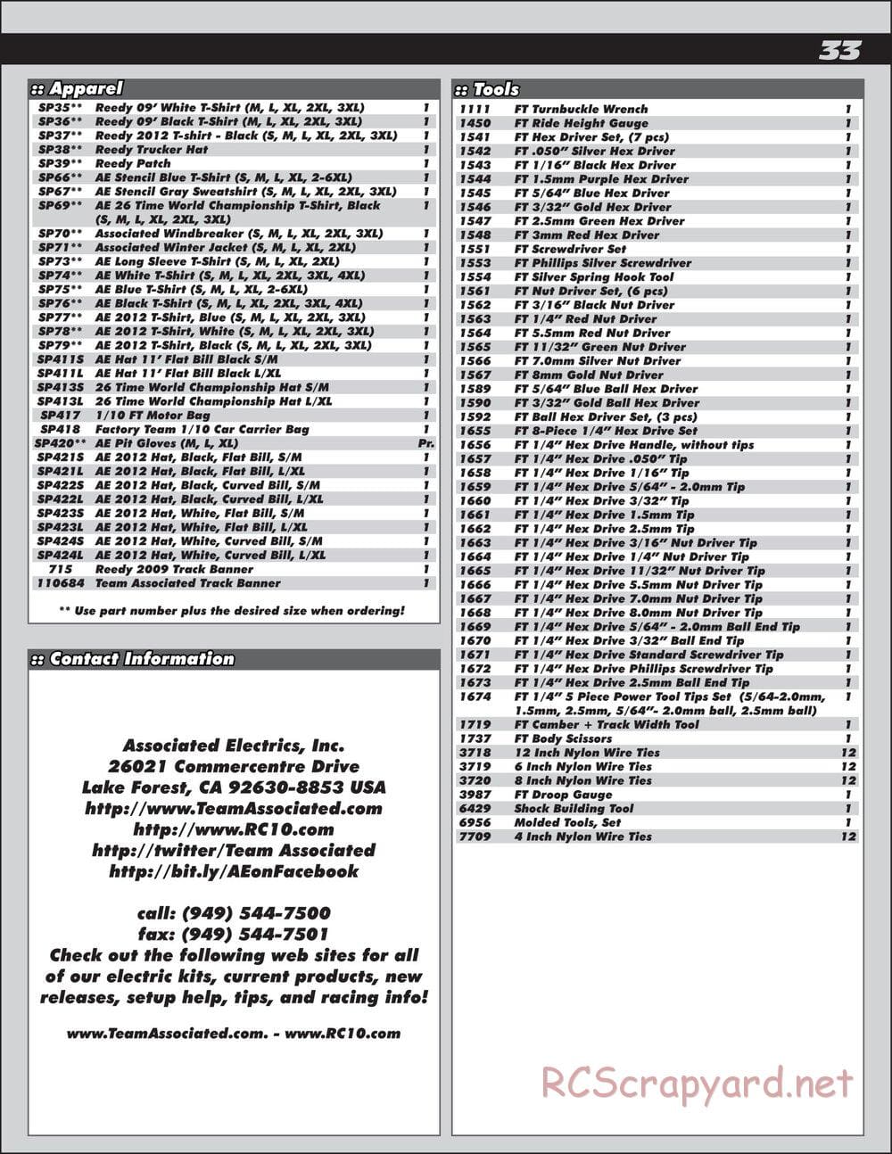 Team Associated - B44.2 Factory Team - Manual - Page 33